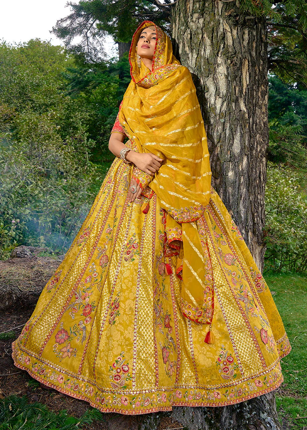 Fancy Silk Mustard Heavy Embroidered Designer Lehenga Choli