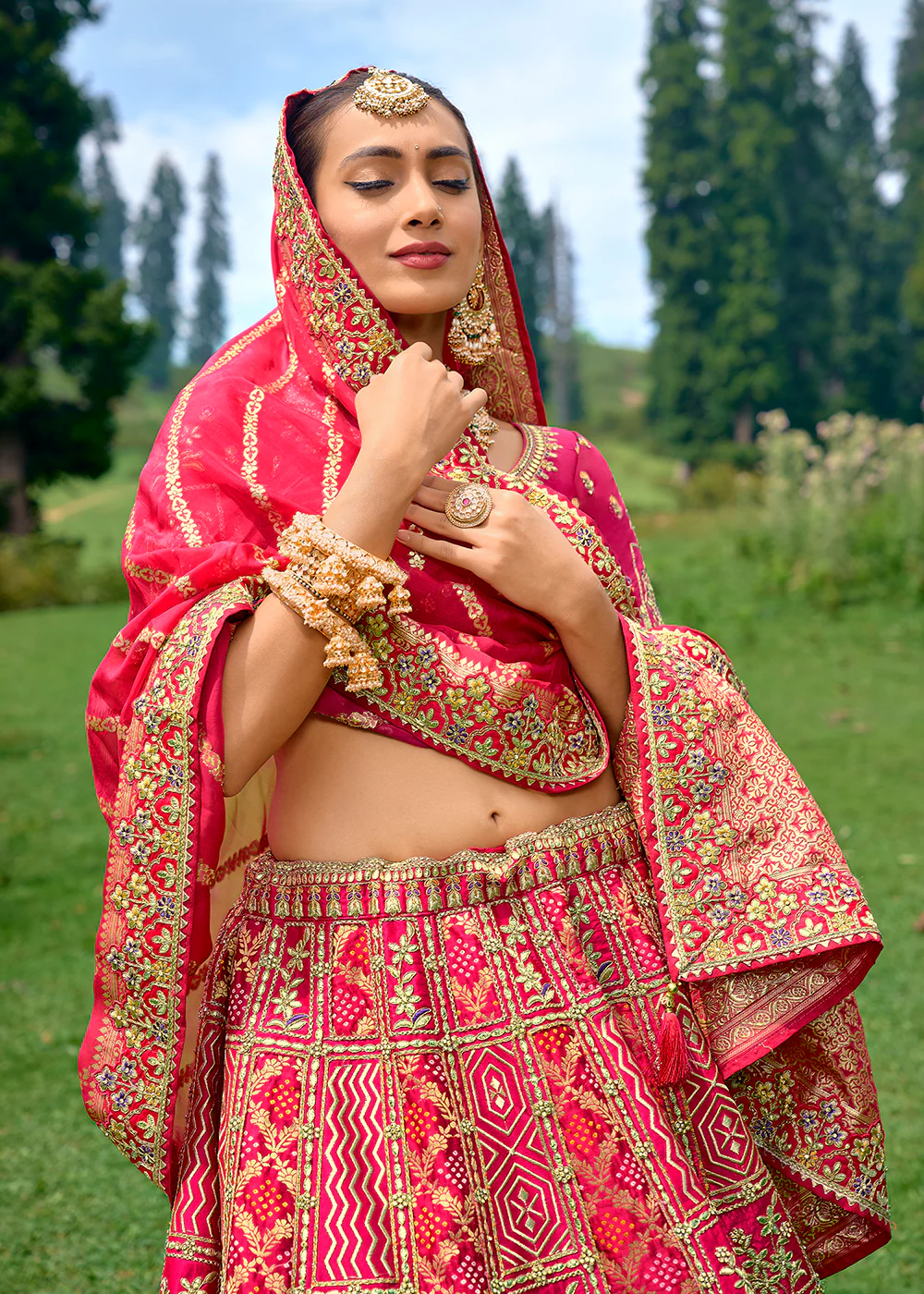Fancy Silk Pink Heavy Embroidered Designer Lehenga Choli - Image 2