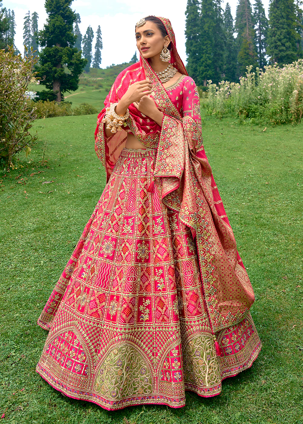 Fancy Silk Pink Heavy Embroidered Designer Lehenga Choli - Image 3