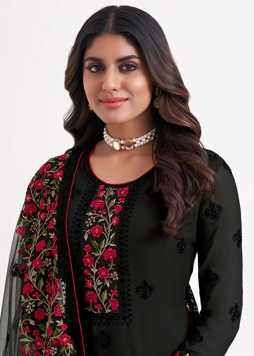 Fancy Stunning Black Eid Festive Salwar Suit - Image 2