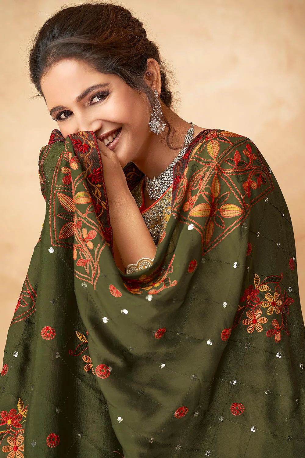 Faux Georgette Pretty Yellow Designer Sharara Suit - Image 4