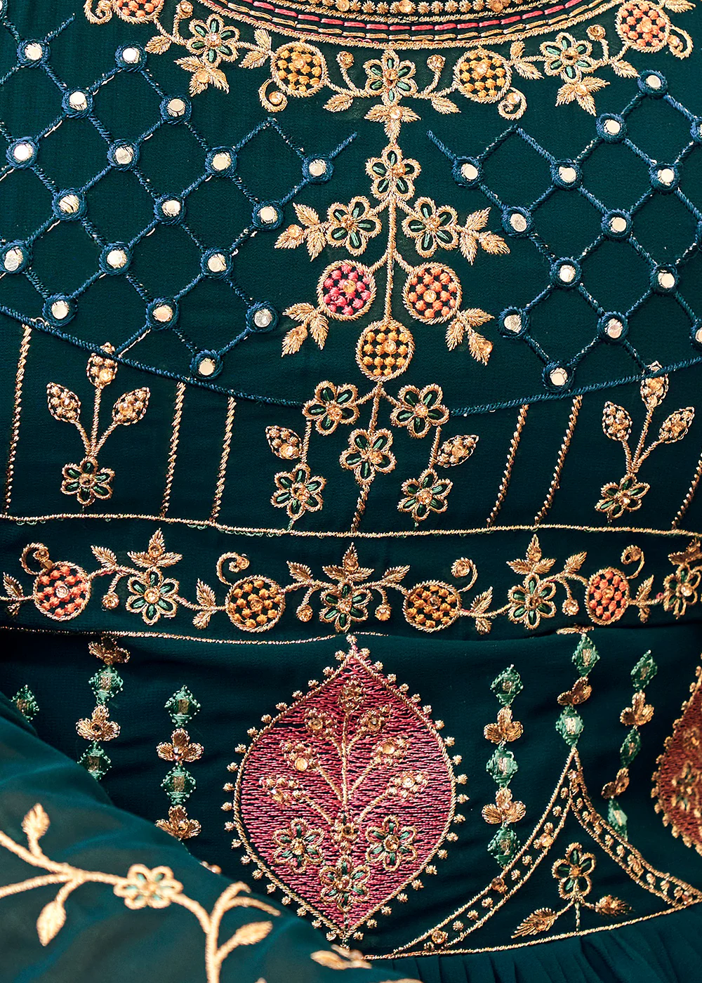 Festive Embroidered Blue Elegant Georgette Anarkali Suit - Image 4