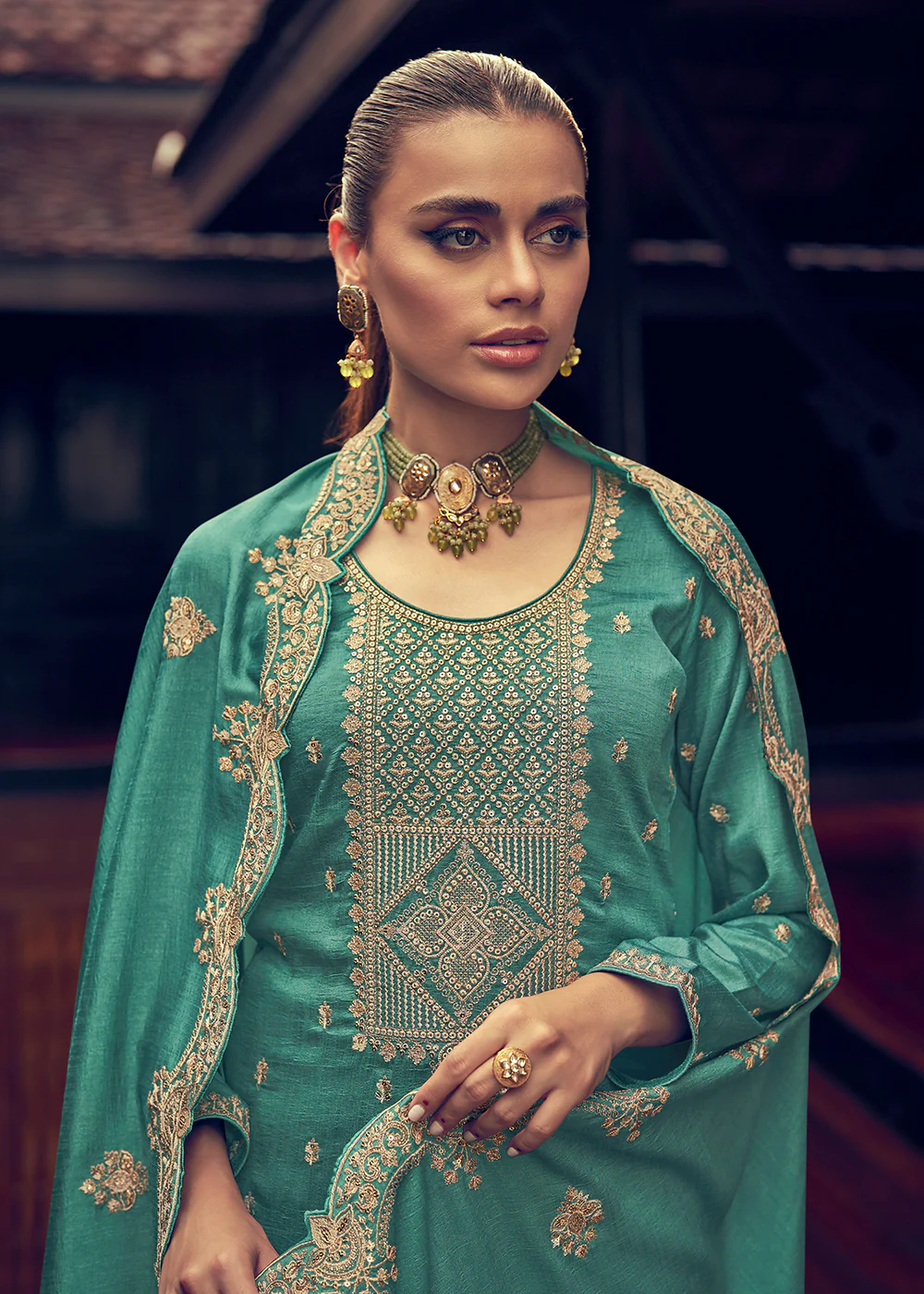 Festive Party Alluring Green Embroidered Trendy Salwar Kameez - Image 2