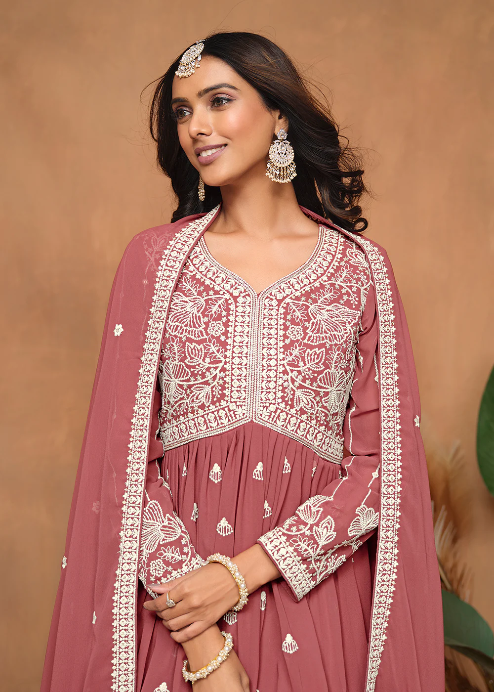 Festive Style Salmon Pink Embroidered Gharara Suit - Image 2