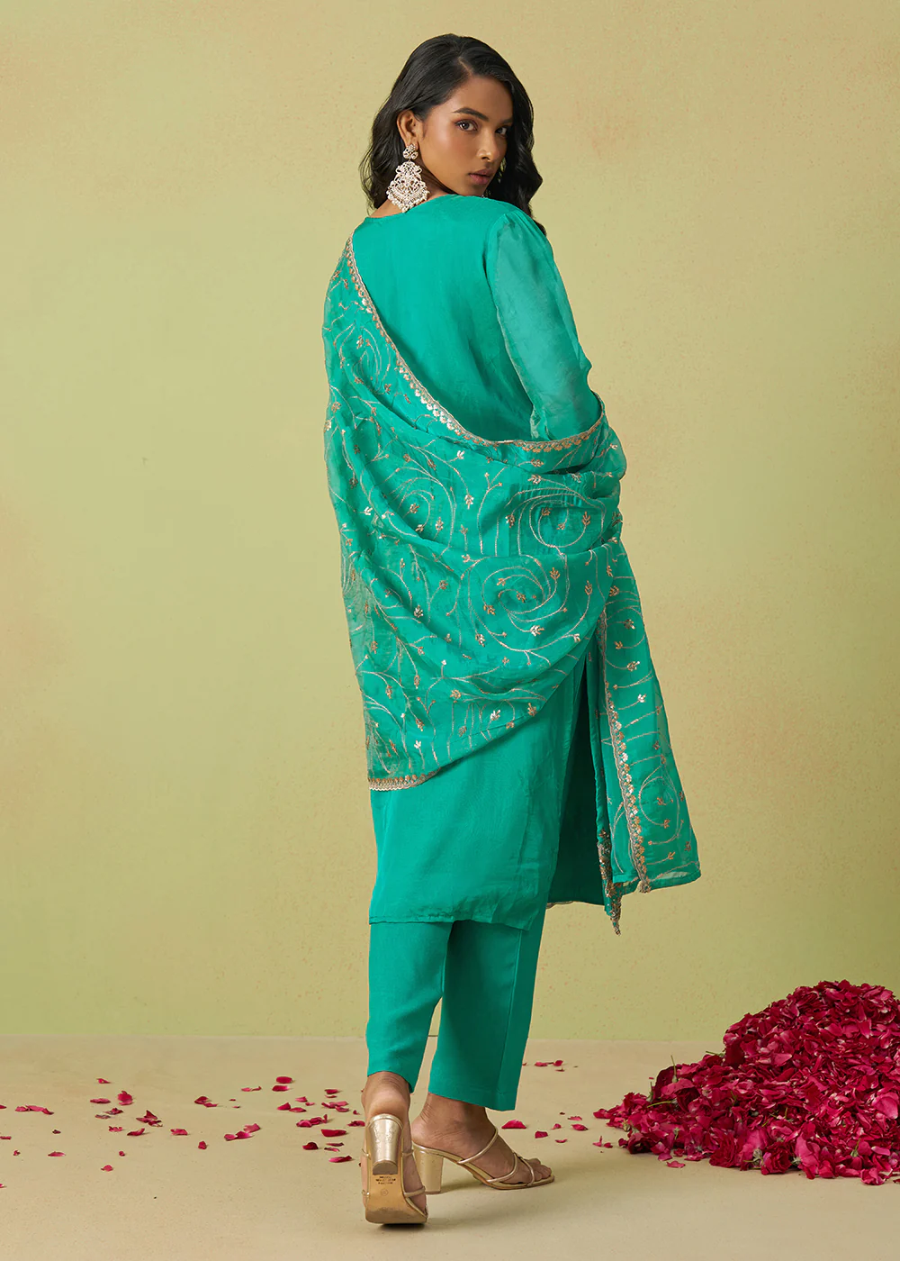 Festive Wear Blue Pure Shimmer Organza Salwar Suit - Image 3
