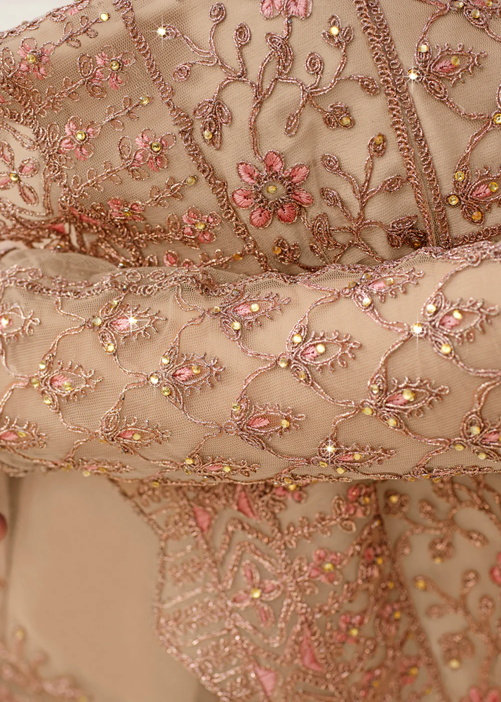 Fetching Beige & Gold Embroidered Pant Style Salwar Suit - Image 3
