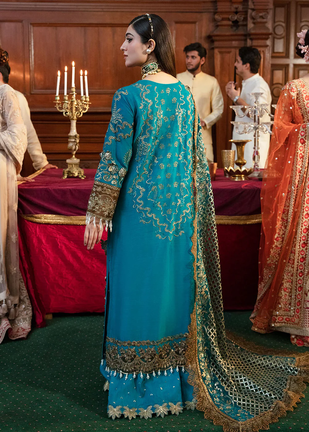 Firozi Blue Pakistani Sharara Suit | Imrozia Serene Mehram Brides '23 | SB-14 - NAJAT - Image 2