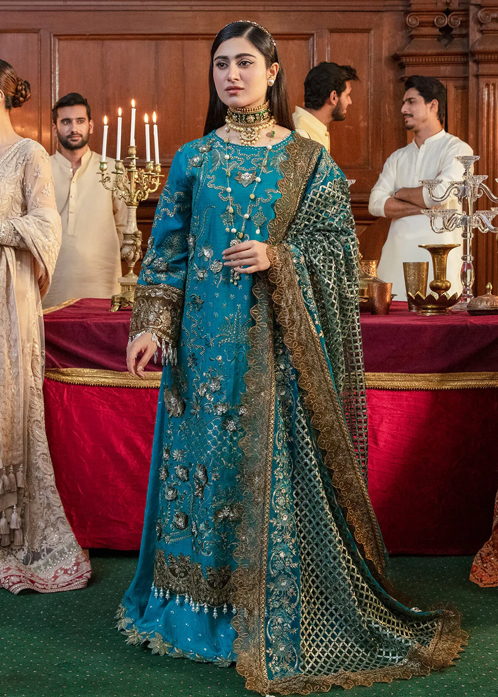 Firozi Blue Pakistani Sharara Suit | Imrozia Serene Mehram Brides '23 | SB-14 - NAJAT - Image 3