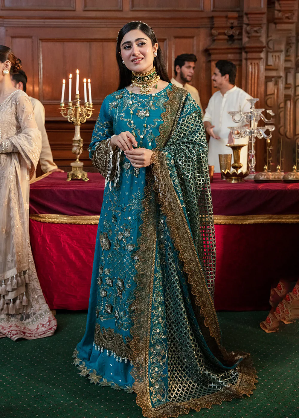 Firozi Blue Pakistani Sharara Suit | Imrozia Serene Mehram Brides '23 | SB-14 - NAJAT - Image 5