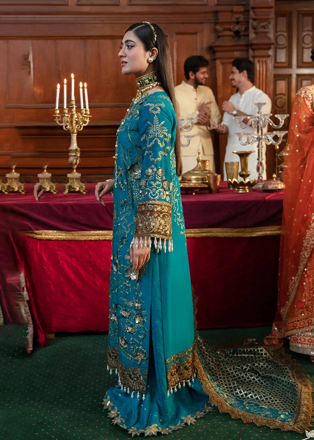 Firozi Blue Pakistani Sharara Suit | Imrozia Serene Mehram Brides '23 | SB-14 - NAJAT - Image 6