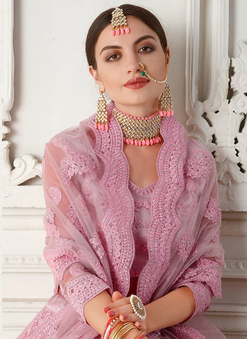 Flawless Pink A Line Trendy Wedding Lehenga Choli - Image 2