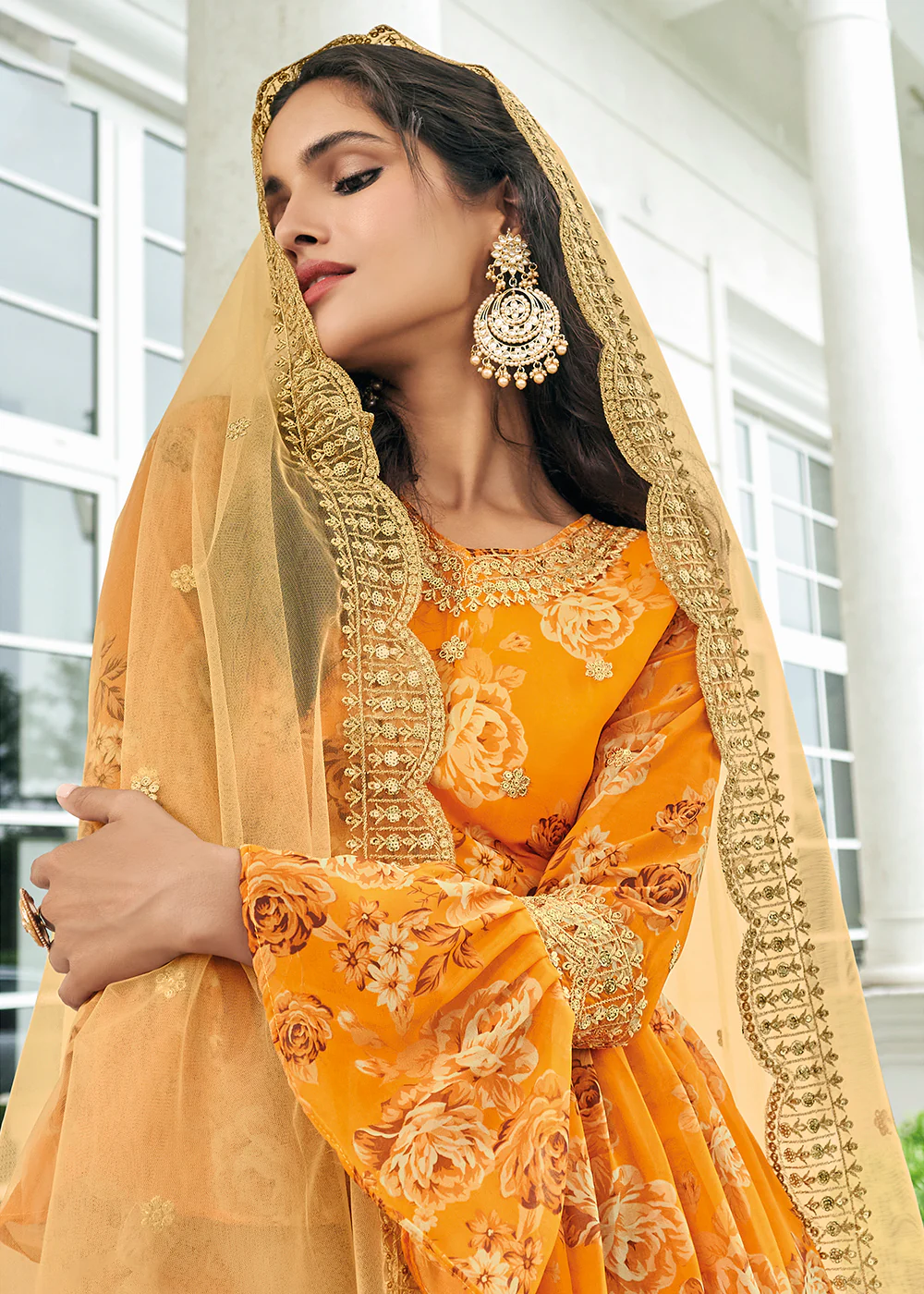 Floral Printed Haldi Yellow Trendy Sharara Style Suit - Image 3