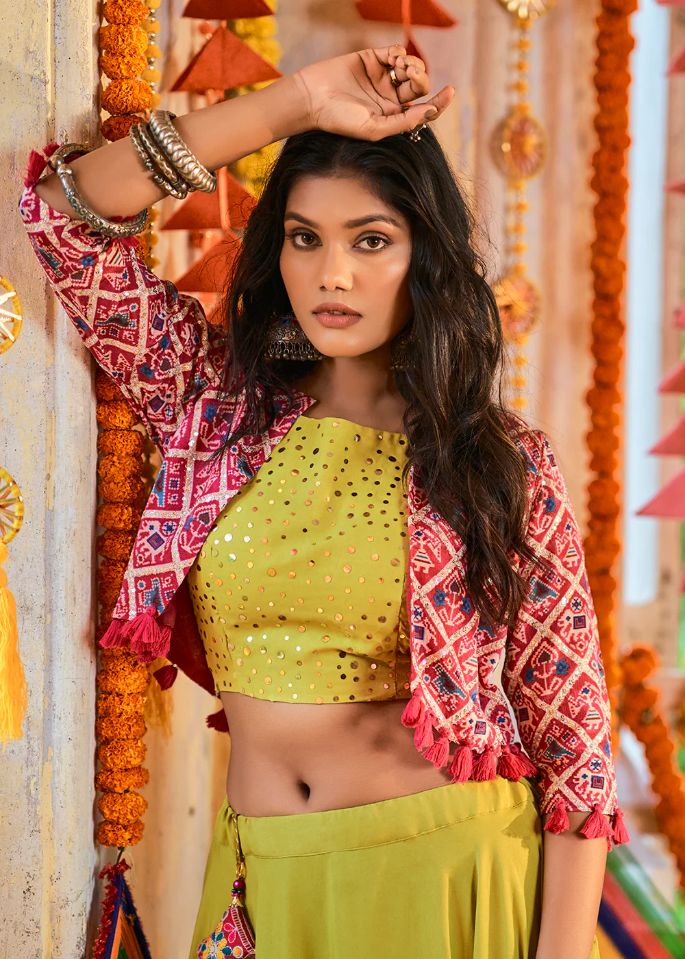 Fluorescent Green Maslin Cotton Navratri Chaniya Choli - Image 2