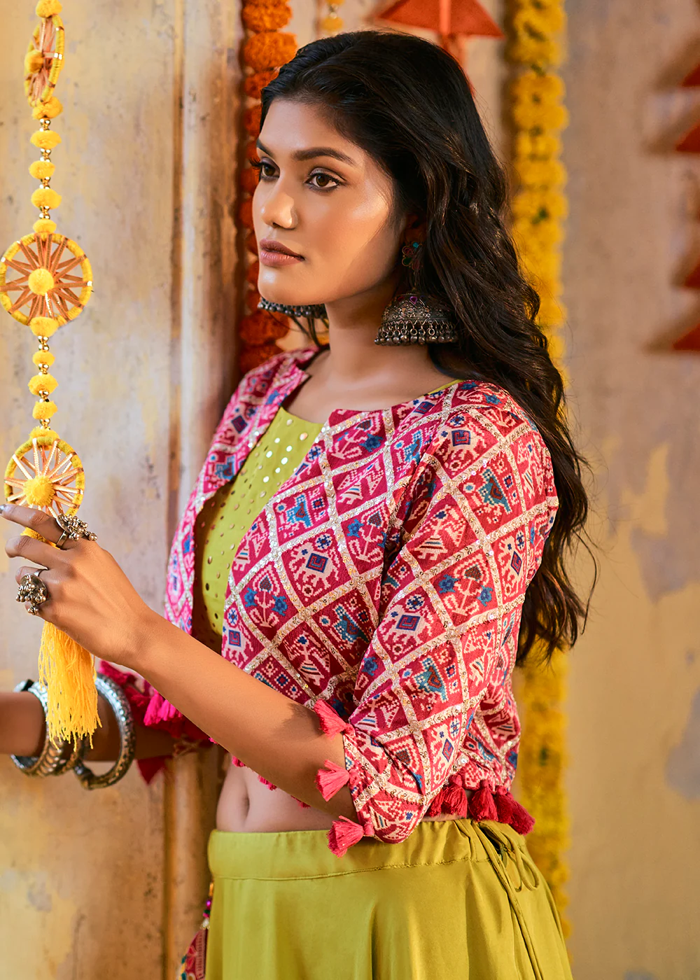 Fluorescent Green Maslin Cotton Navratri Chaniya Choli - Image 4
