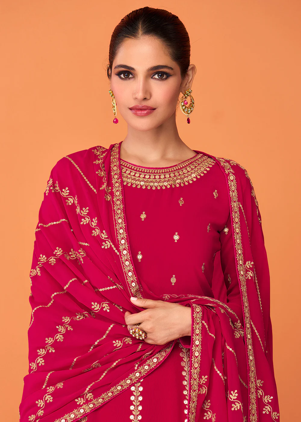 Fuchsia Pink Festive Wear Embroidered Anarkali Suit - Image 2
