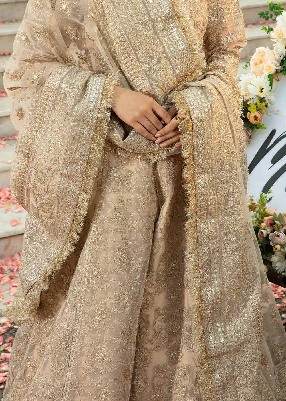 Gold Pakistani Maxi Dress | Imrozia Serene Mehram Brides '23 | SB-16 - TARAB - Image 4