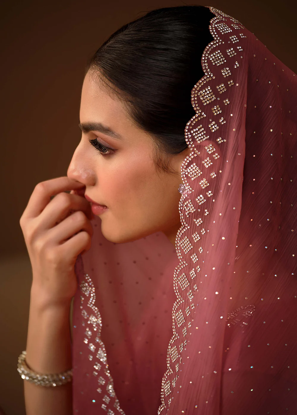 Gorgeous Pink Swarovski Embellished Festive Salwar Suit - Image 4