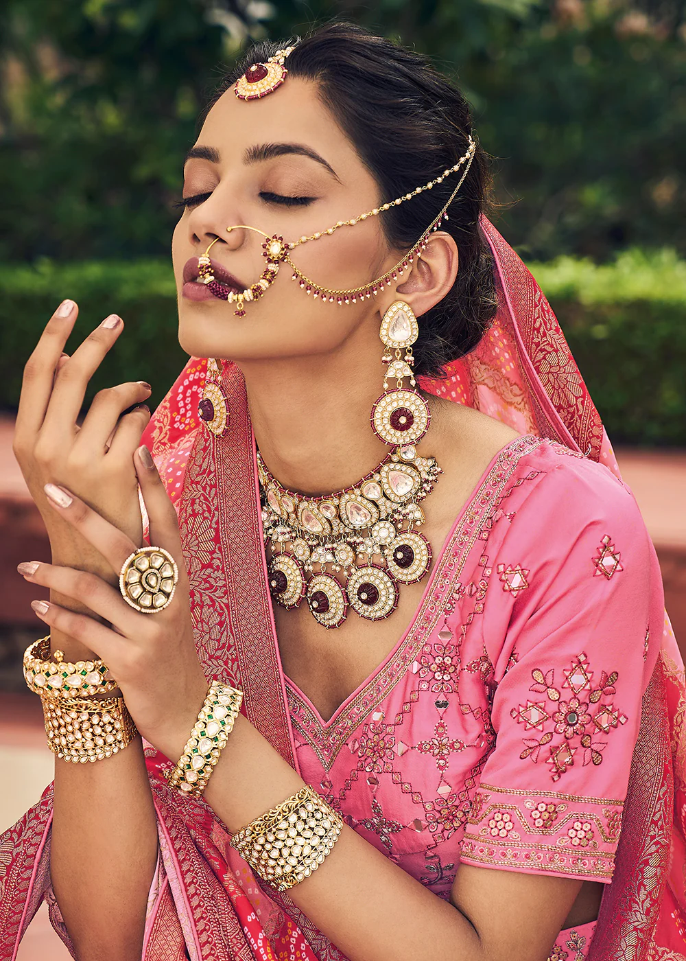 Gorgeous Pink Viscose Silk Traditional Bridal Lehenga Choli - Image 2
