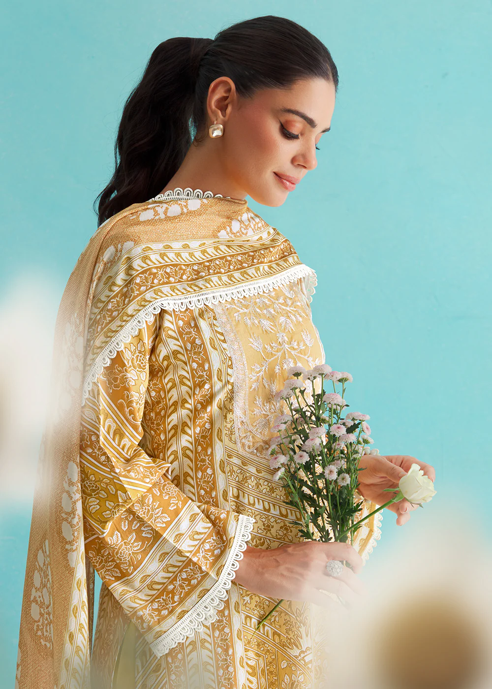 Gorgeous Yellow Lawn Embroidered Festive Salwar Suit - Image 2