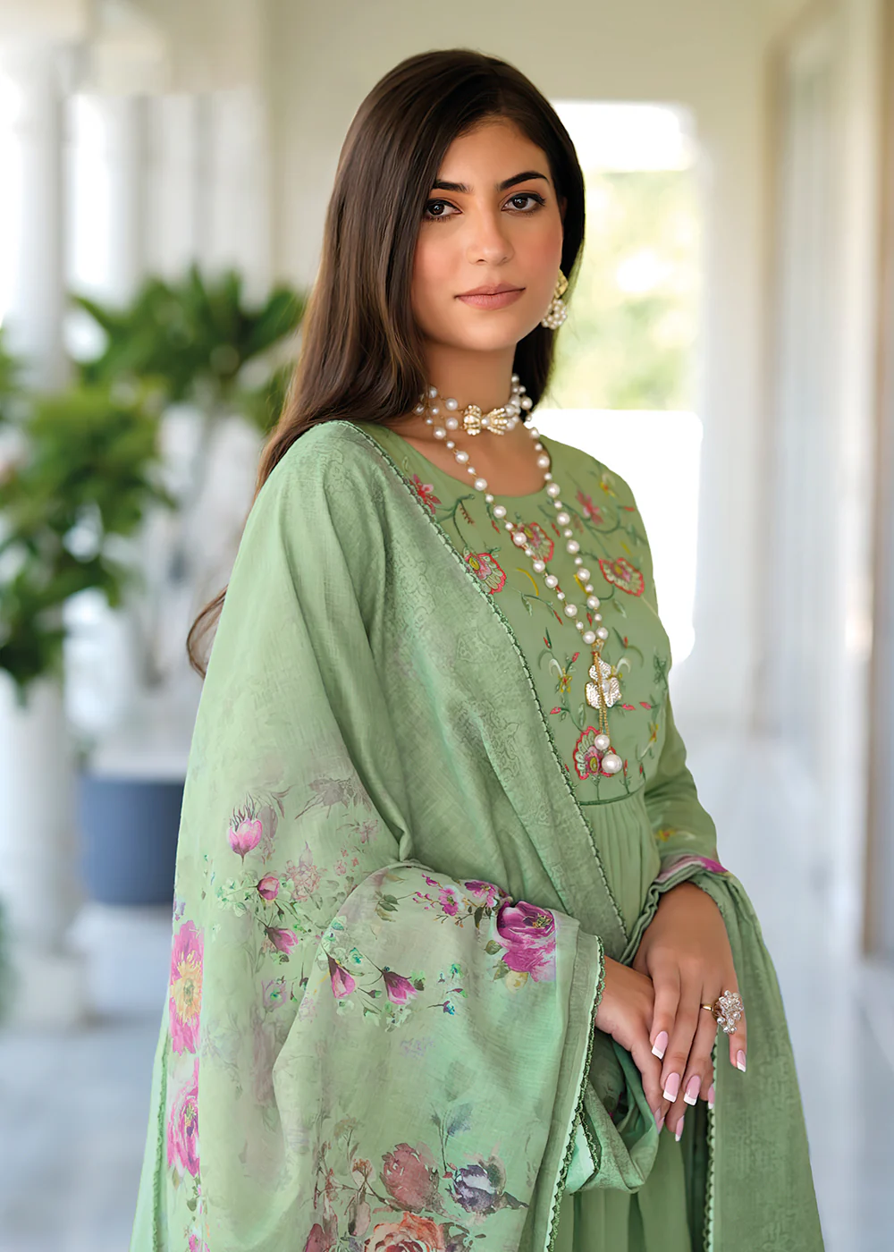 Graceful Green Mal Mal Cotton Casual Look Salwar Suit - Image 4