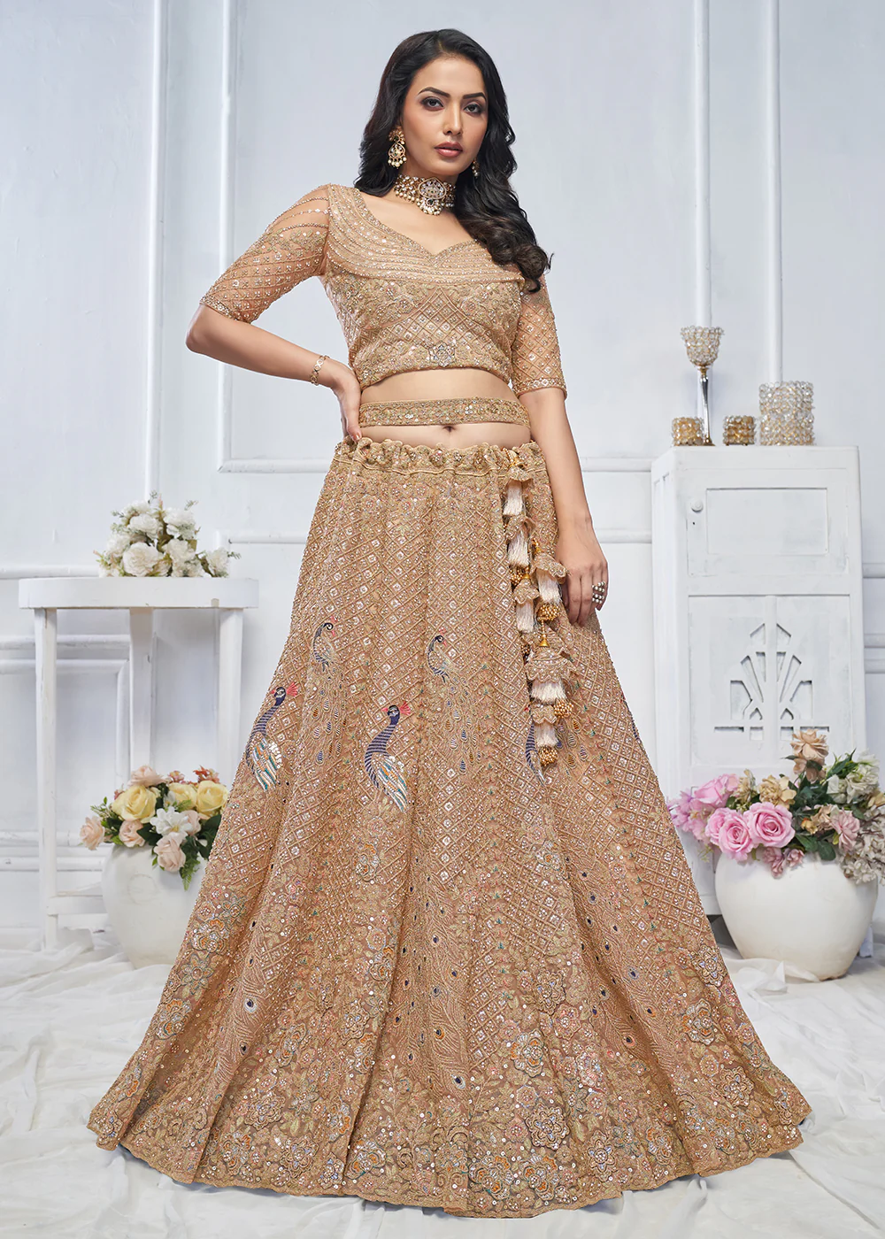 Graceful Mustard Trendy Style Designer Bridal Lehenga Choli - Image 5