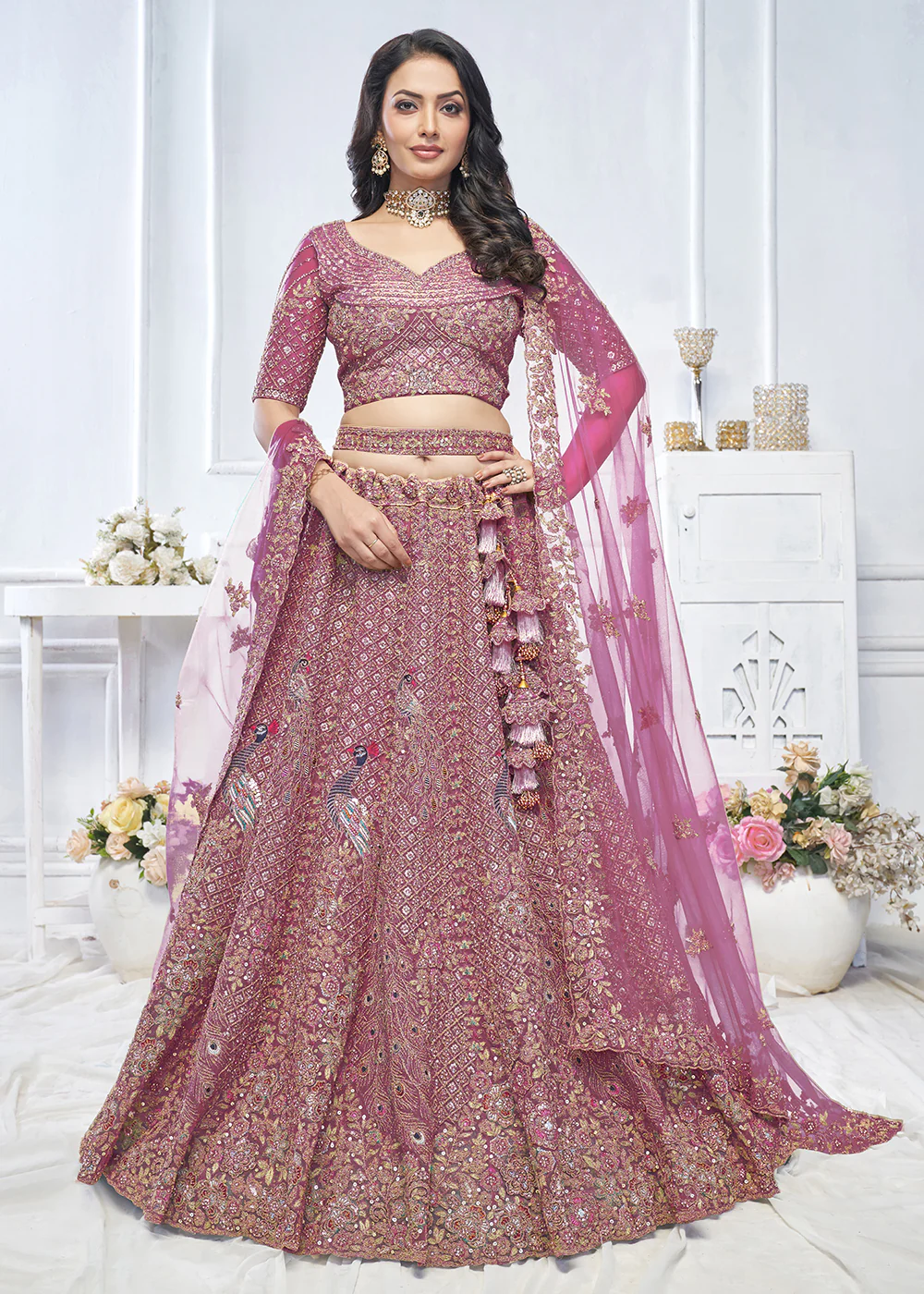 Graceful Pink Trendy Style Designer Bridal Lehenga Choli