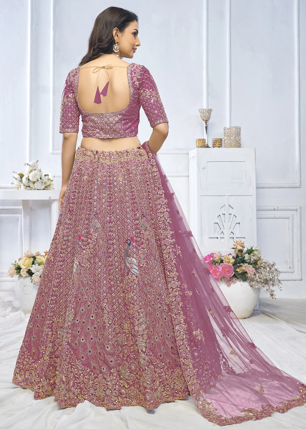 Graceful Pink Trendy Style Designer Bridal Lehenga Choli - Image 3