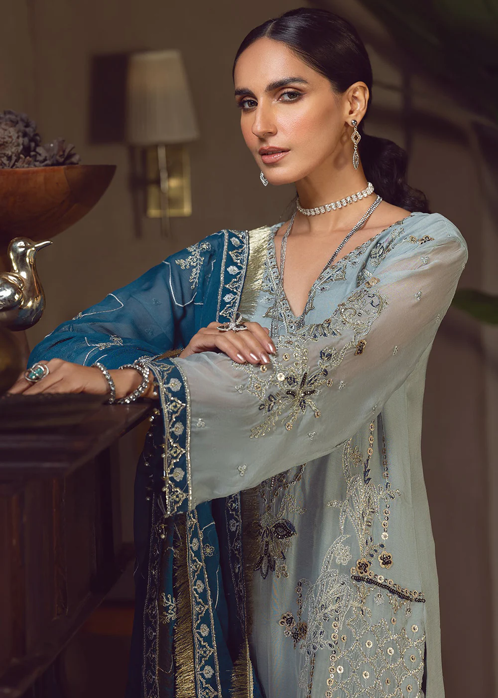 Grayish Blue Pakistani Suit | Emaan Adeel | Le Festa Formal Edit 7 | LF-709 - Image 2