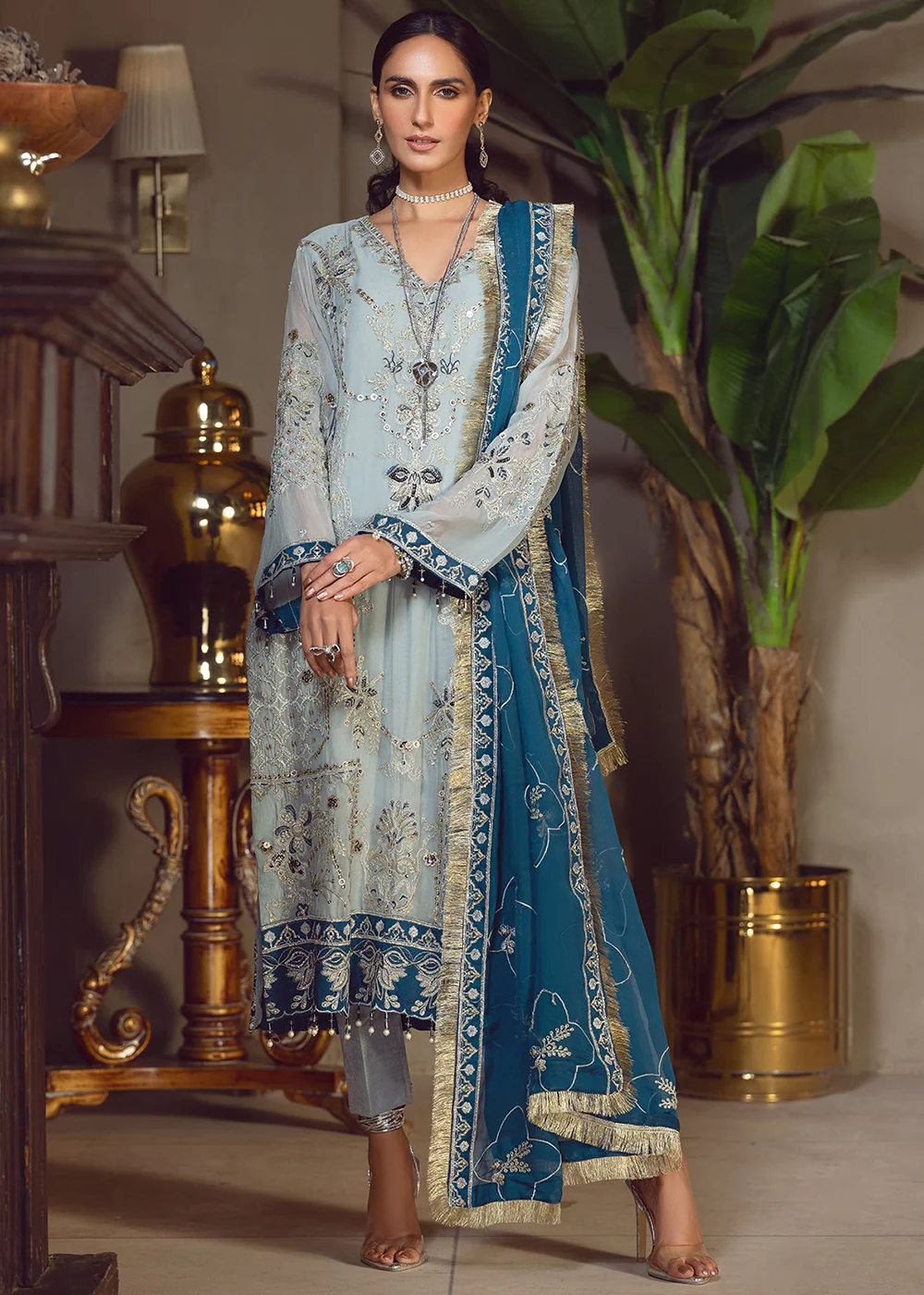 Grayish Blue Pakistani Suit | Emaan Adeel | Le Festa Formal Edit 7 | LF-709 - Image 4