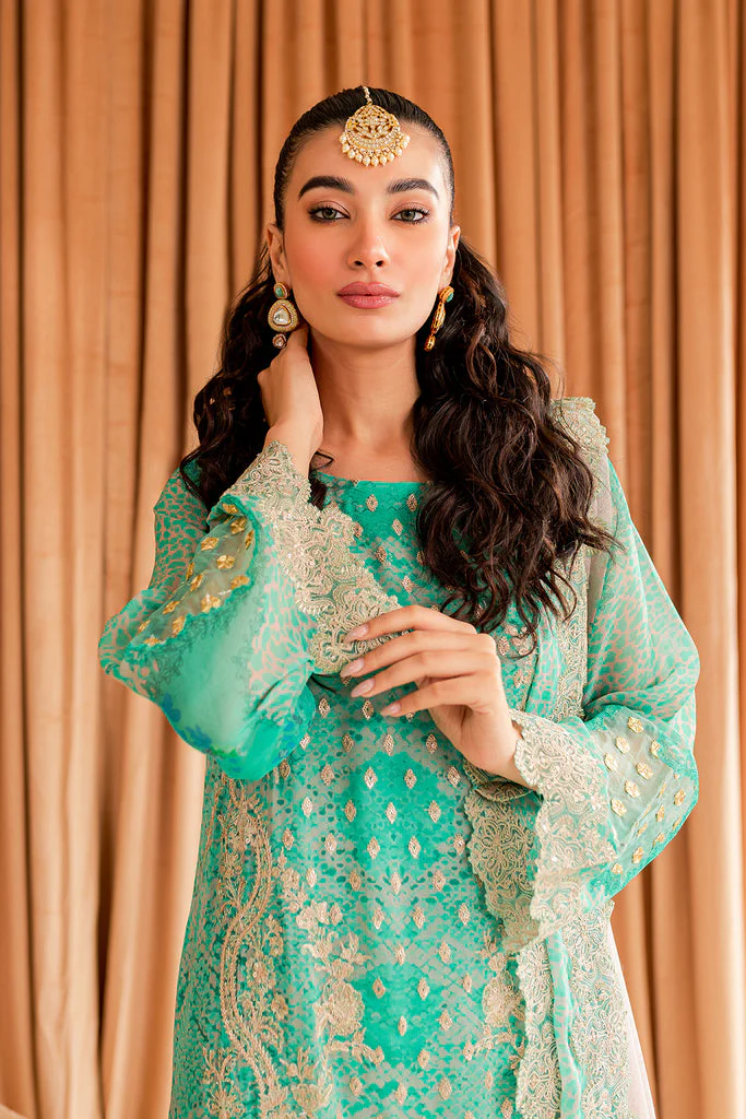 Green Chiffon Suit - Vasal Formals ’23 By Charizma | VSL-02 - Image 2