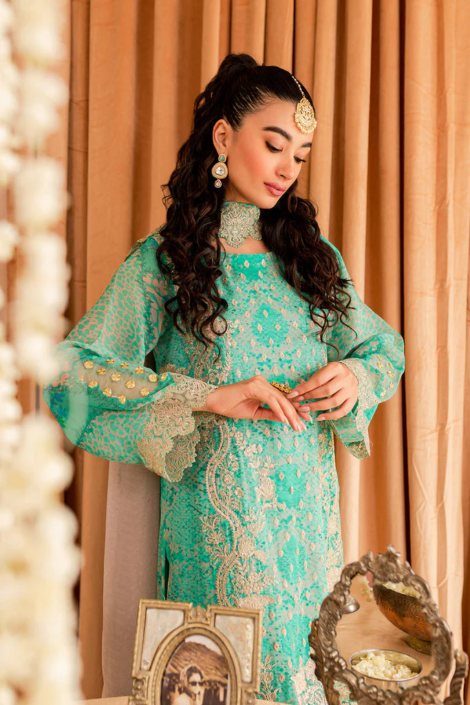 Green Chiffon Suit - Vasal Formals ’23 By Charizma | VSL-02 - Image 4