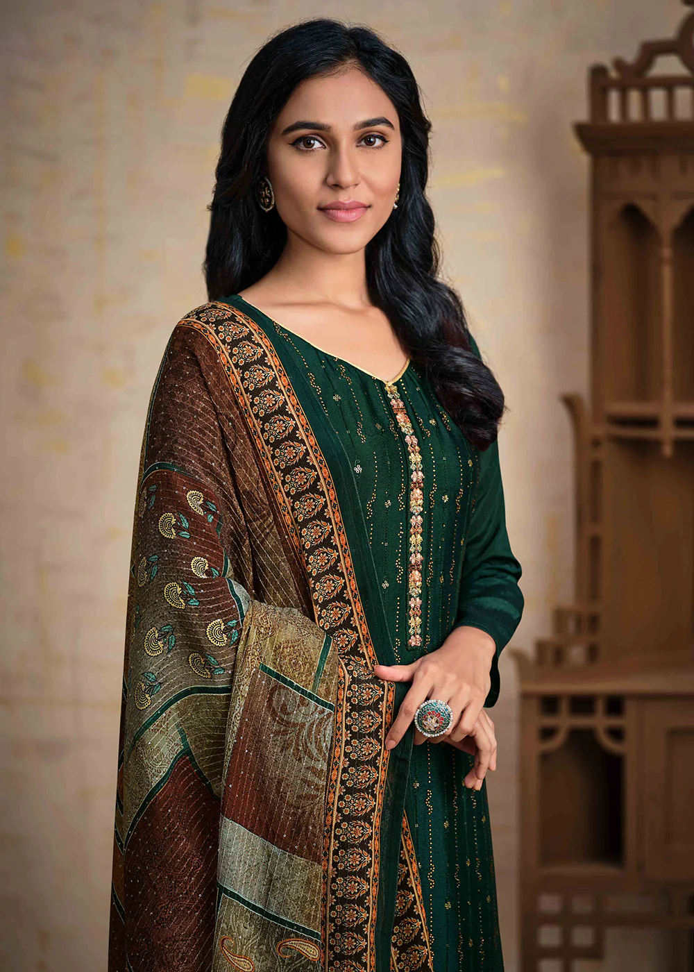 Green Chinnon Pant Style Wedding Ceremony Suit - Image 2