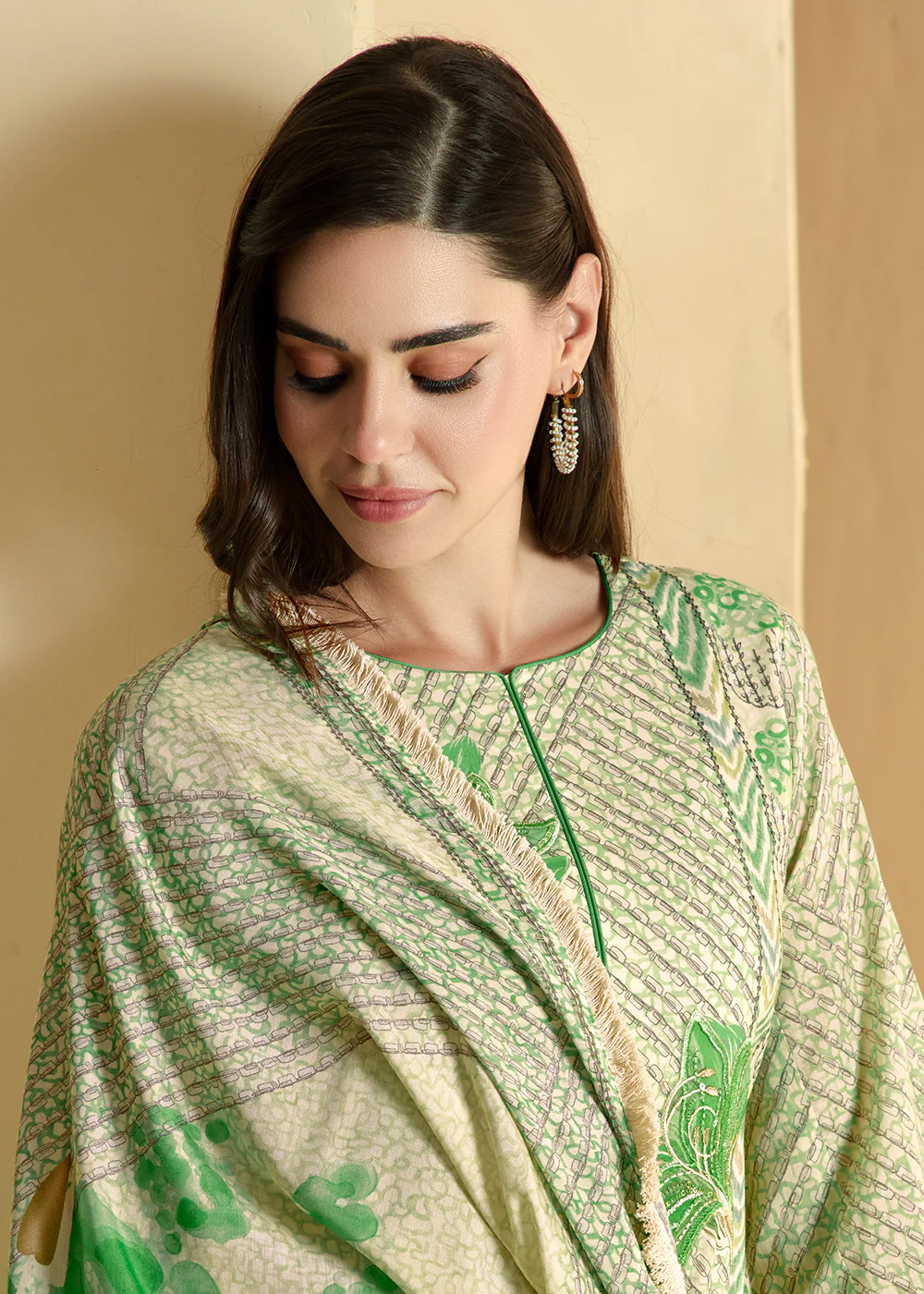 Green Cotton Lawn Digital Printed Festive Salwar Suit - Image 4