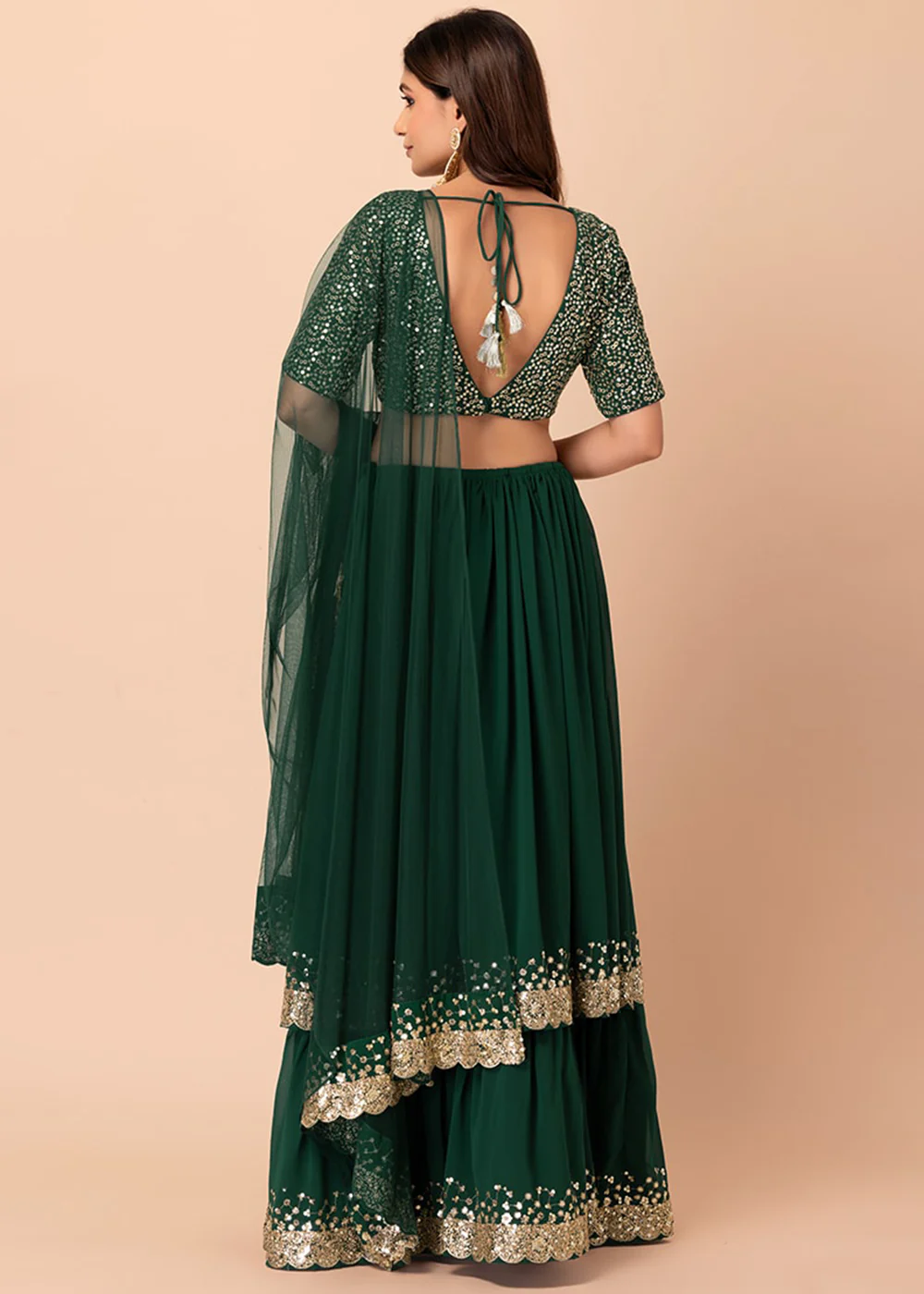 Adorning Green Designer Style Party Wear Lehenga Choli - Image 3