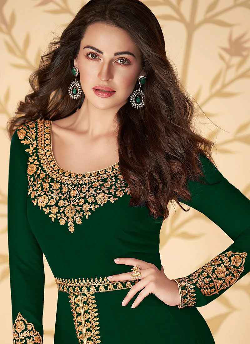 Green Front Slit Party Wear Anarkali Suit - Image 2