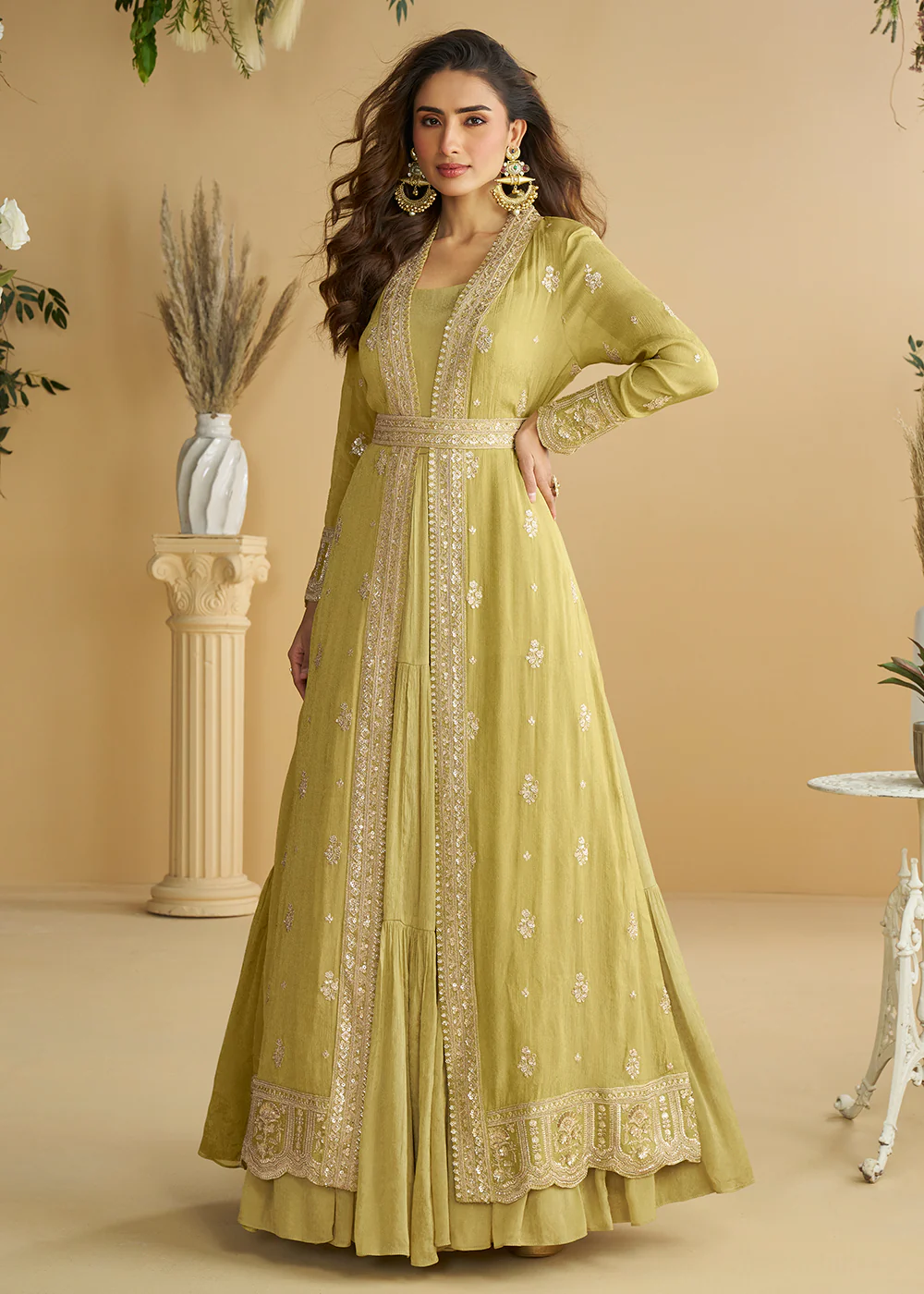 Green Jacket Style Wedding Designer Anarkali Suit