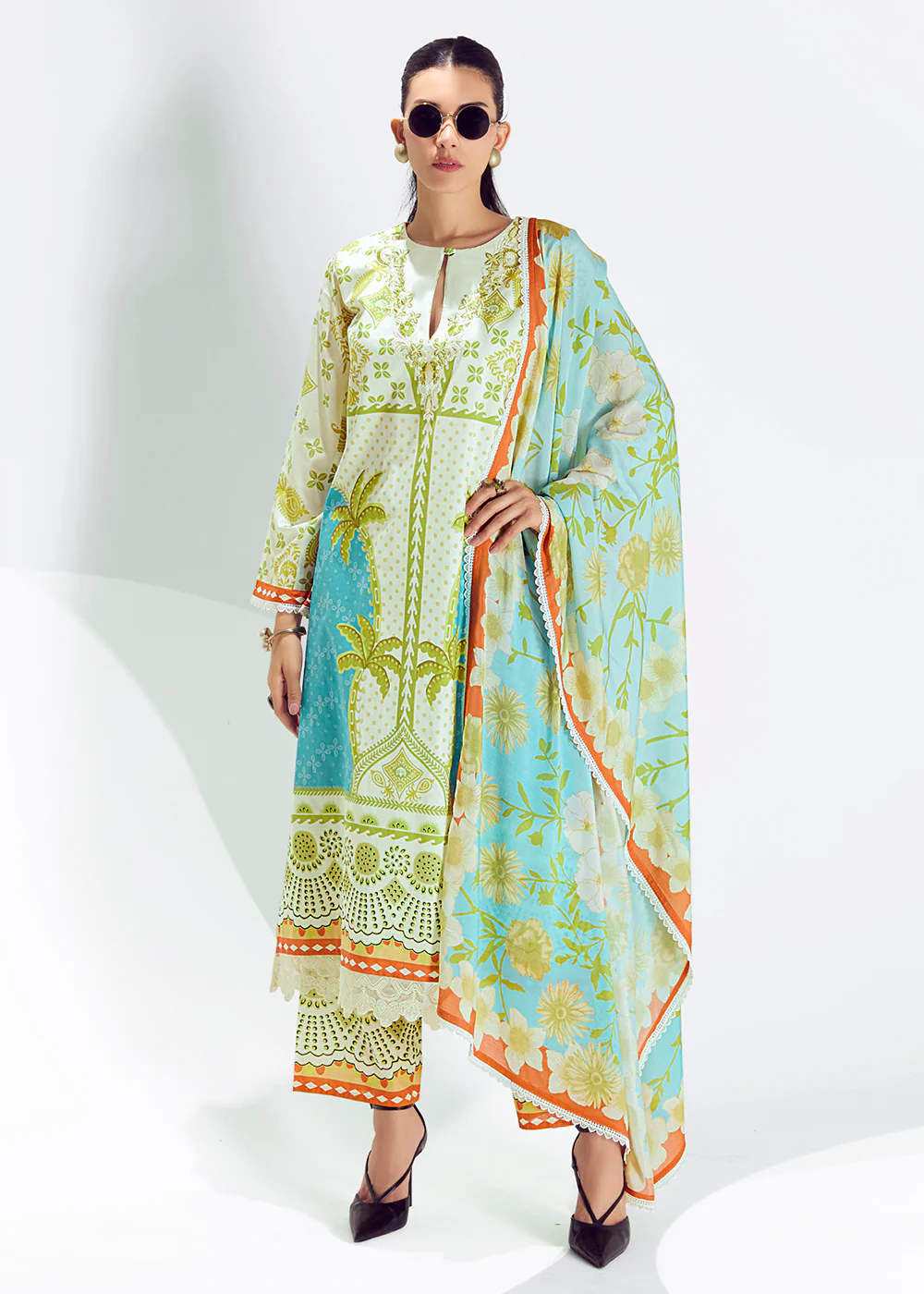 Green Lawn Cotton Printed Trendy Salwar Suit