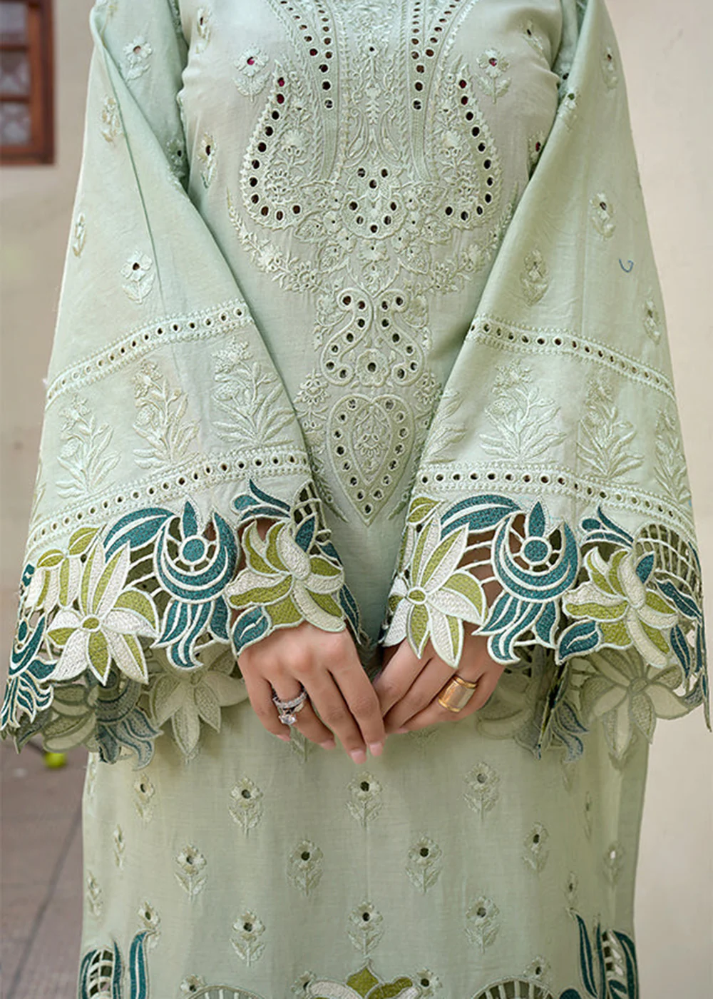 Green Lawn Dress - Bahaar Luxury Lawn '23 by Mariyam's - Amani B-1011 - Image 7