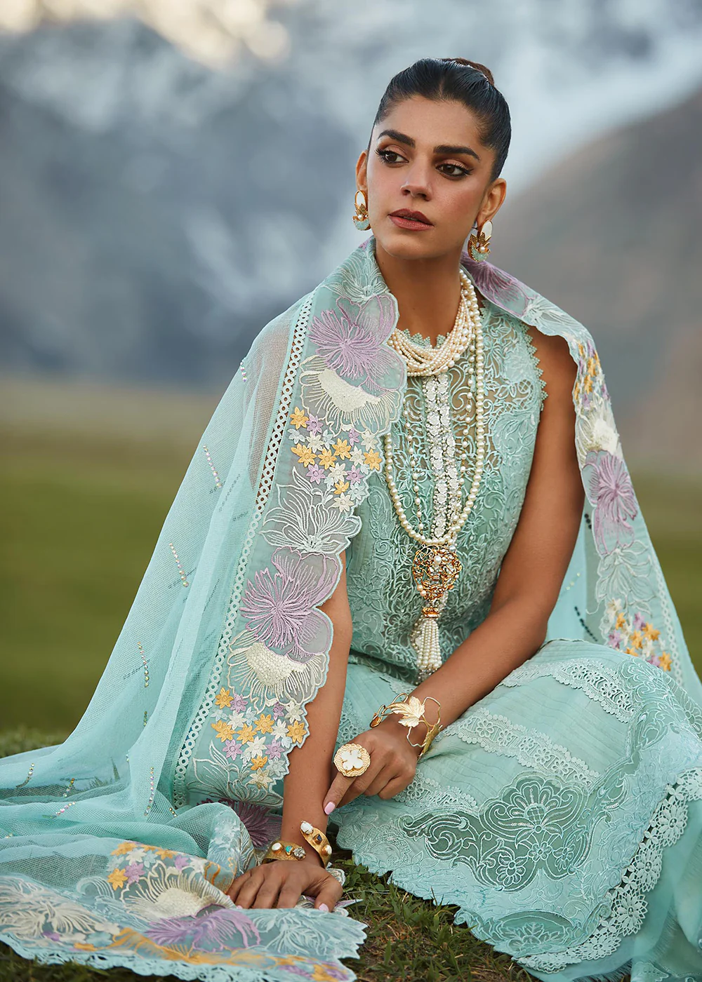 Green Lawn Suit - Saira Shakira X Crimson Luxury Lawn '23 - Pleated Perfection - D4A - Image 5