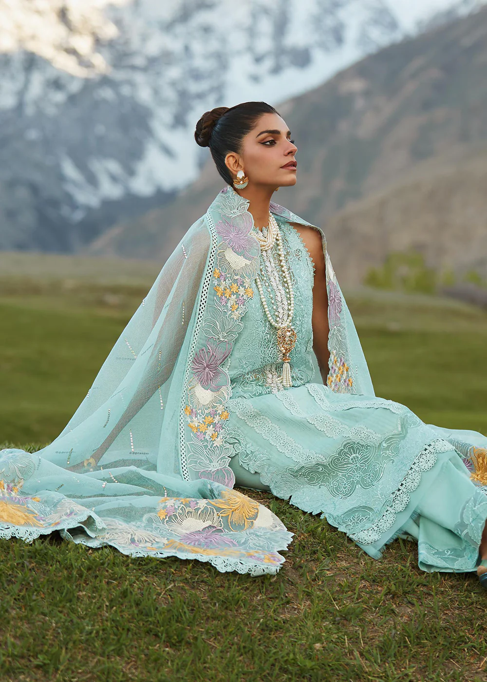 Green Lawn Suit - Saira Shakira X Crimson Luxury Lawn '23 - Pleated Perfection - D4A - Image 6