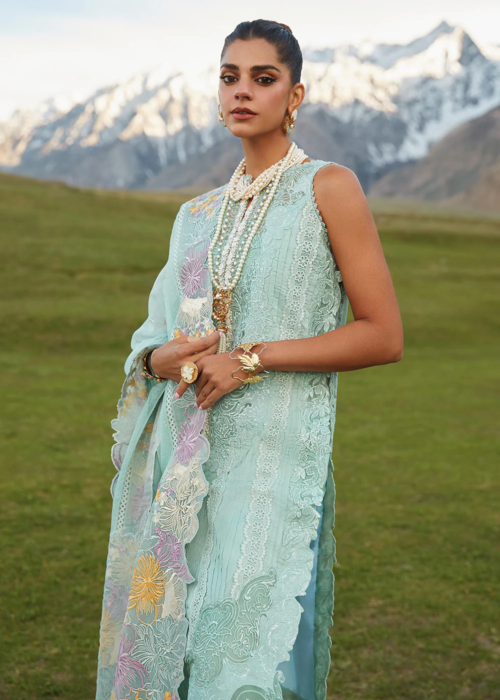 Green Lawn Suit - Saira Shakira X Crimson Luxury Lawn '23 - Pleated Perfection - D4A - Image 7