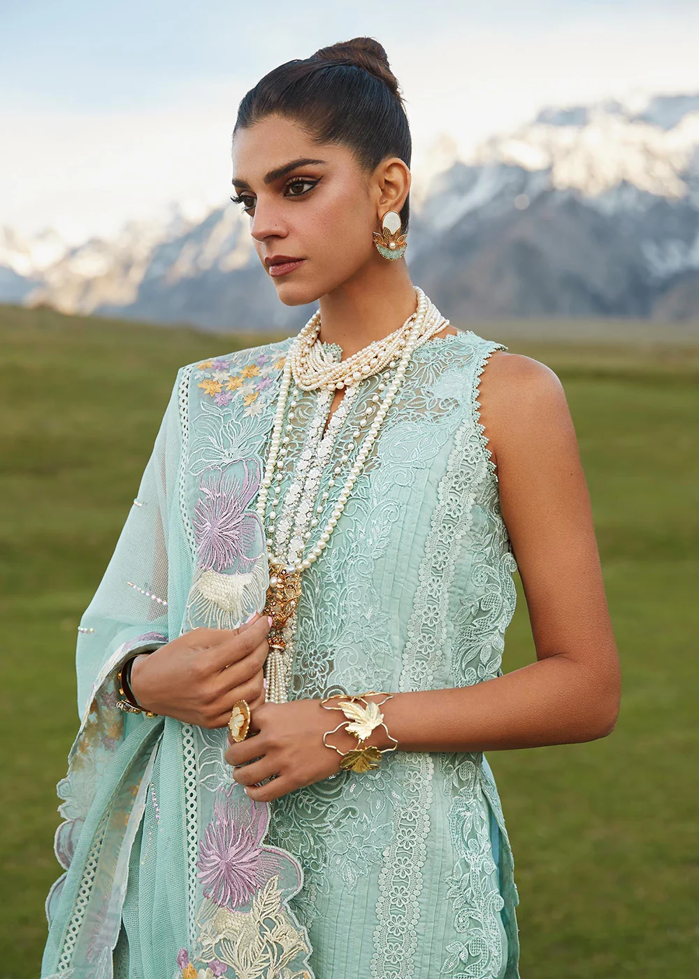 Green Lawn Suit - Saira Shakira X Crimson Luxury Lawn '23 - Pleated Perfection - D4A - Image 8