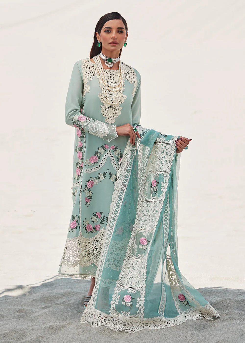 Green Lawn Suit - Saira Shakira X Crimson Luxury Lawn '23 - Serendipity - D3B - Image 6
