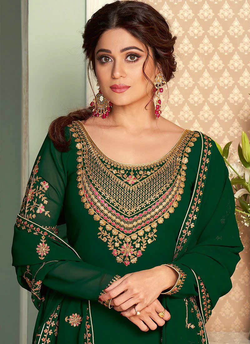 Green Lehenga Suit featuring Shamita Shetty - Image 2