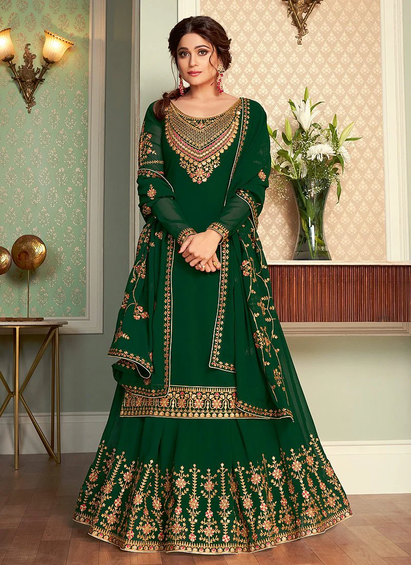 Green Lehenga Suit featuring Shamita Shetty - Image 3