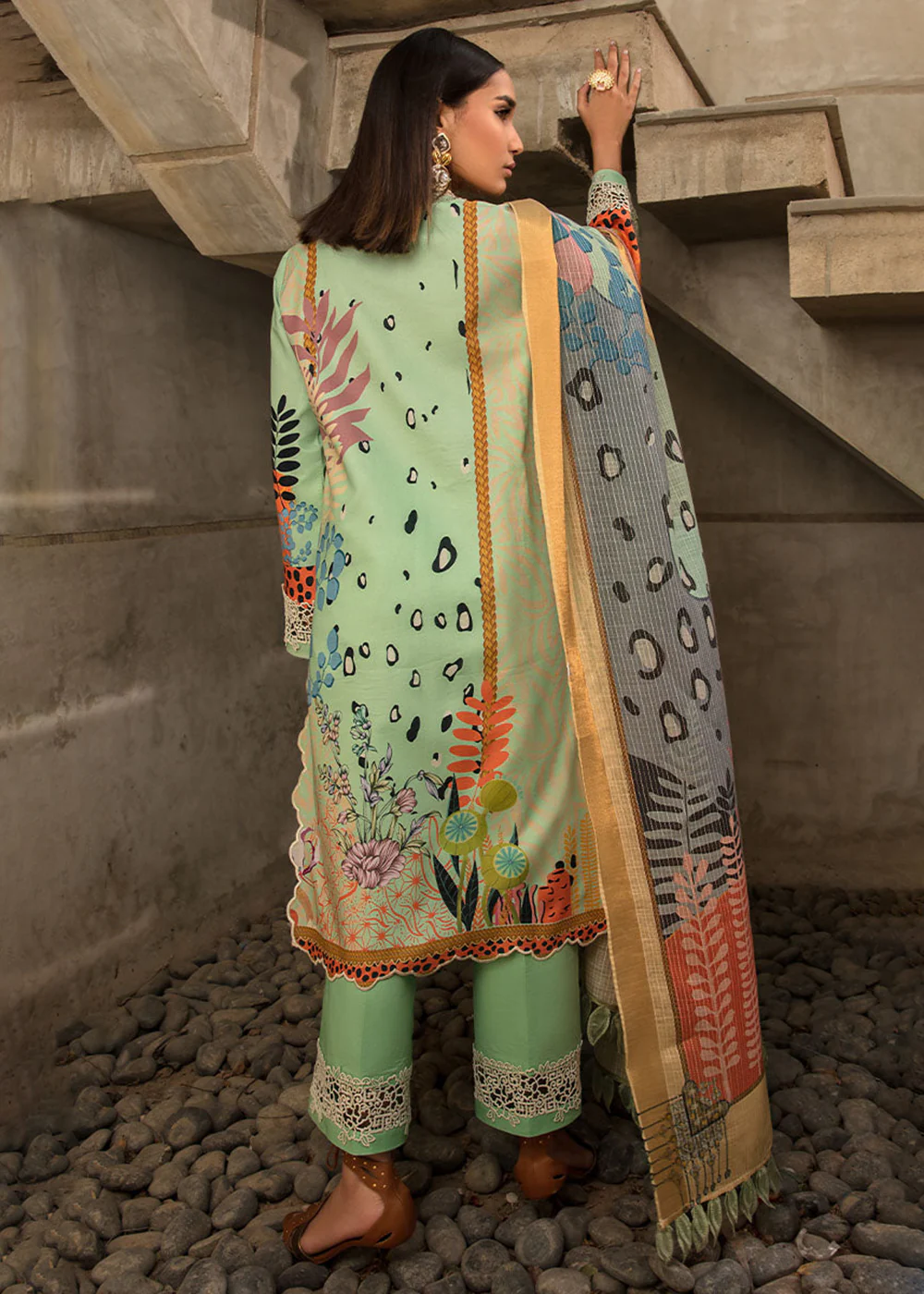 Green Luxury Lawn Suit | Rang Rasiya | Florence Lawn '23 | HAZEL - D9 - Image 3