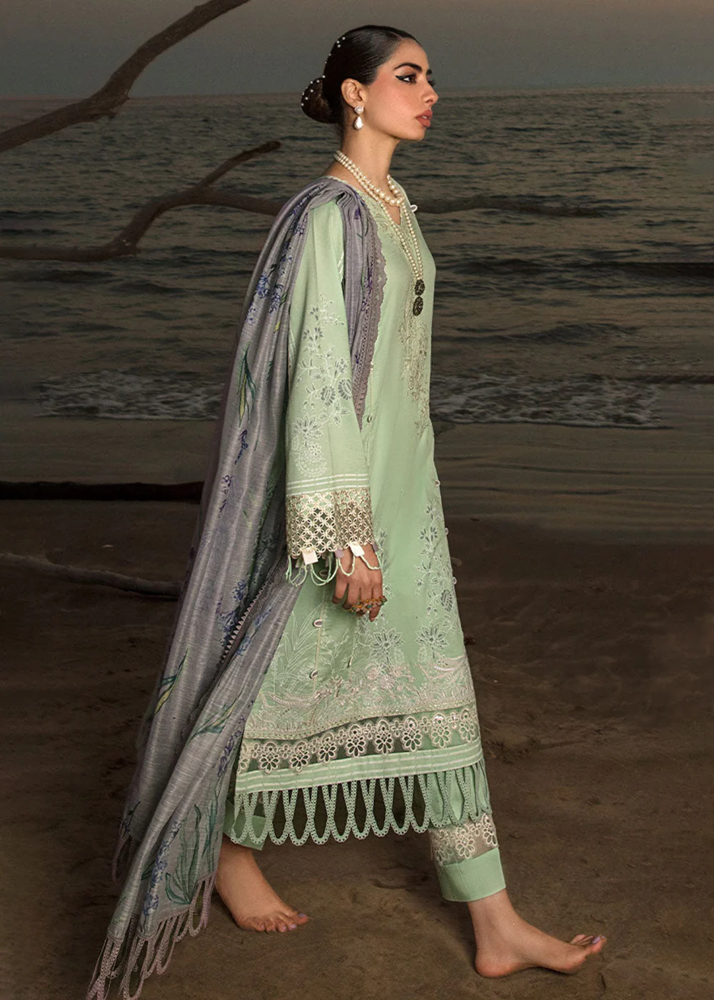 Green Luxury Lawn Suit | Rang Rasiya | Florence Lawn '23 | IRIS- D5 - Image 6