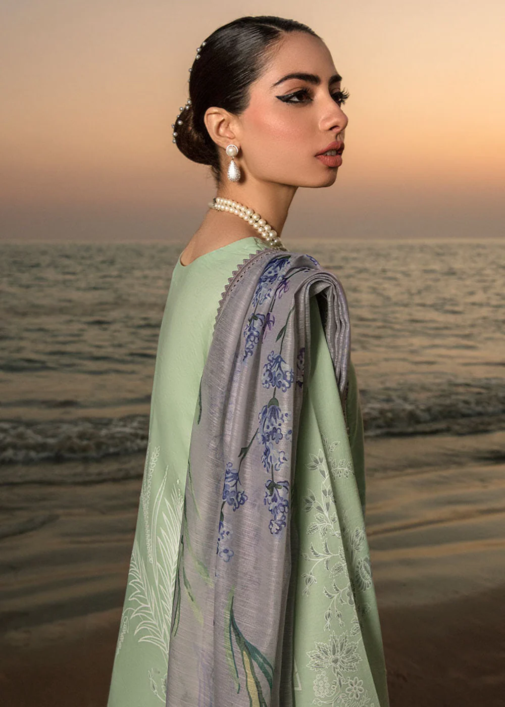 Green Luxury Lawn Suit | Rang Rasiya | Florence Lawn '23 | IRIS- D5 - Image 8