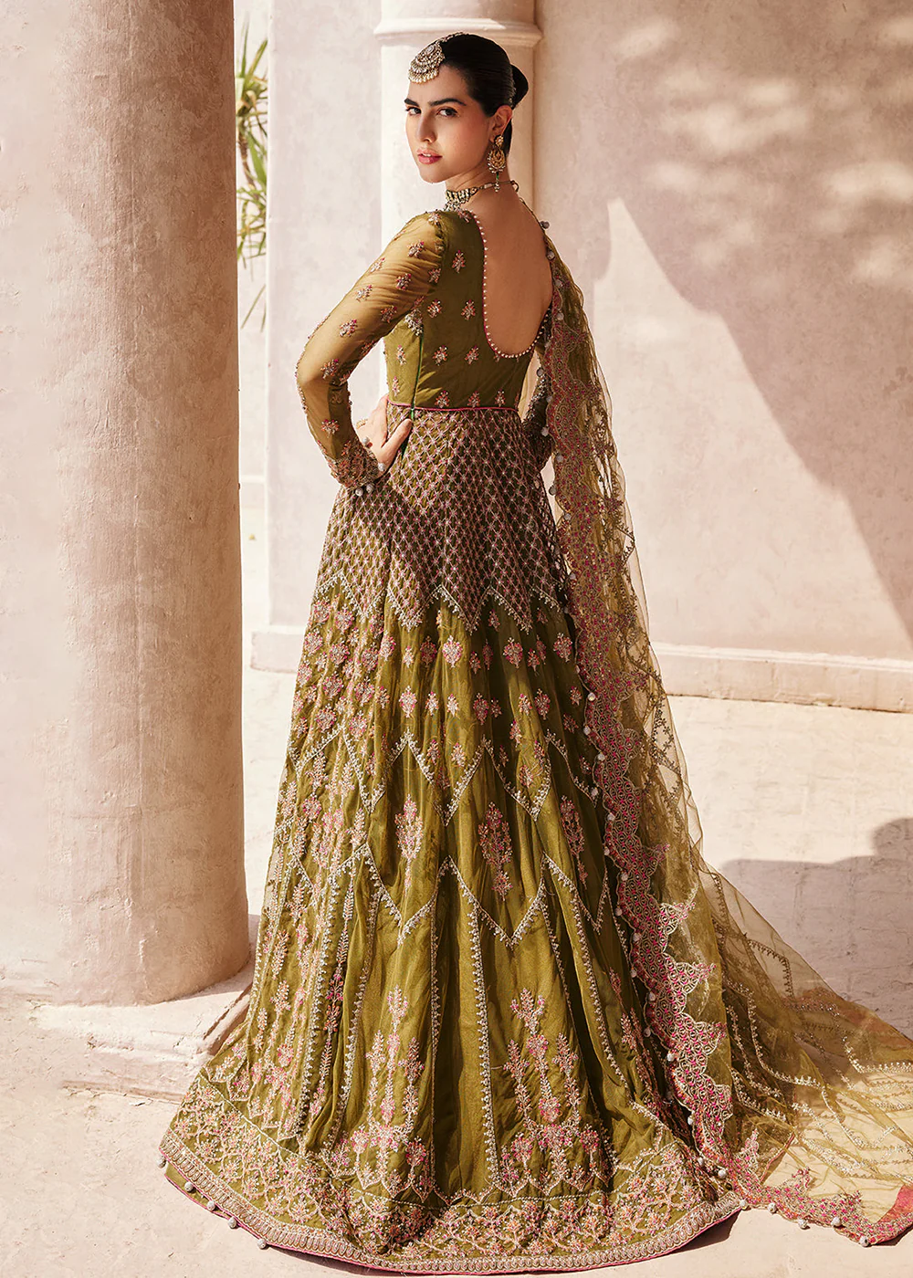Green Maxi Dress | Emaan Adeel | Mirha Wedding Edition '23 | MH-207 - Image 3