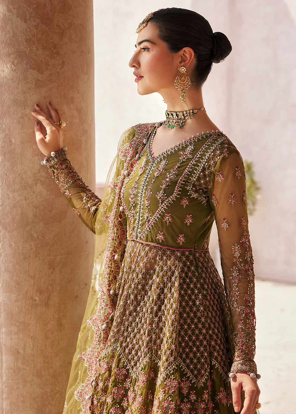 Green Maxi Dress | Emaan Adeel | Mirha Wedding Edition '23 | MH-207 - Image 4